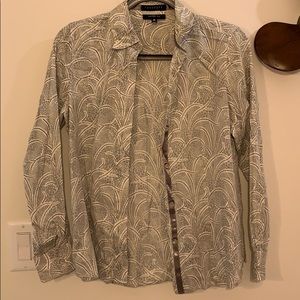 Foxcroft Fitted Button Down Gray and White